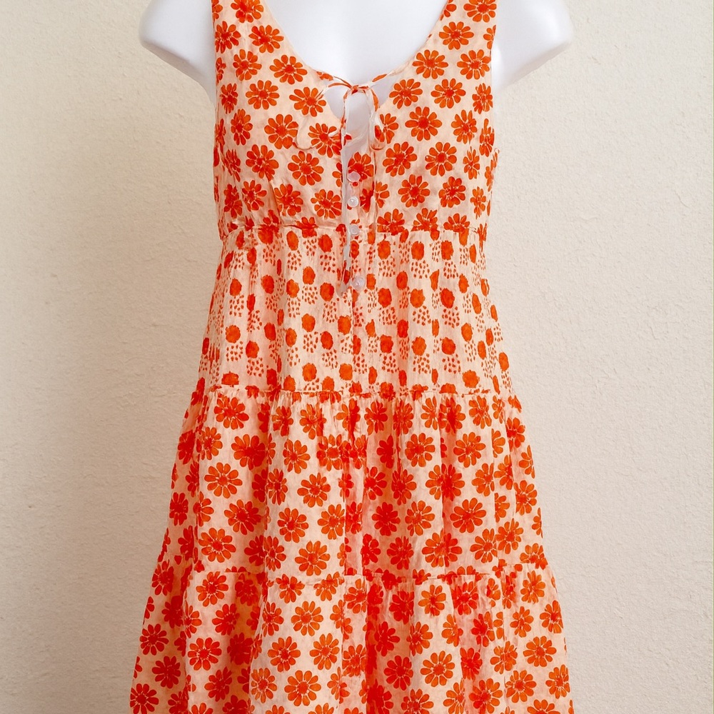 Orange boho flowered sundress jessica simpson